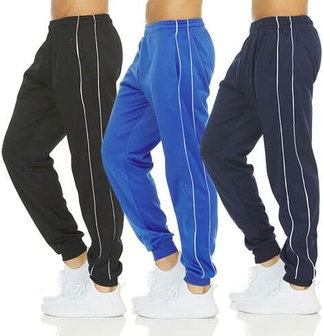 DARESAY Mens 3 Pack Dry Fit Fleece Athletic Workout Jogger Sweatpants for Men with Pockets and Drawstring Size S-3XL in Kuwait