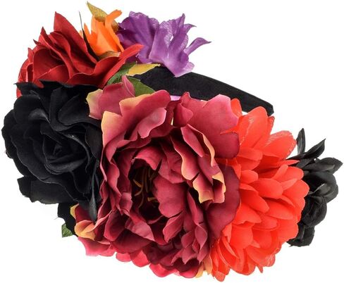Vividsun Mexican Rose Flower Crown Day of The Dead Floral Crown in Kuwait
