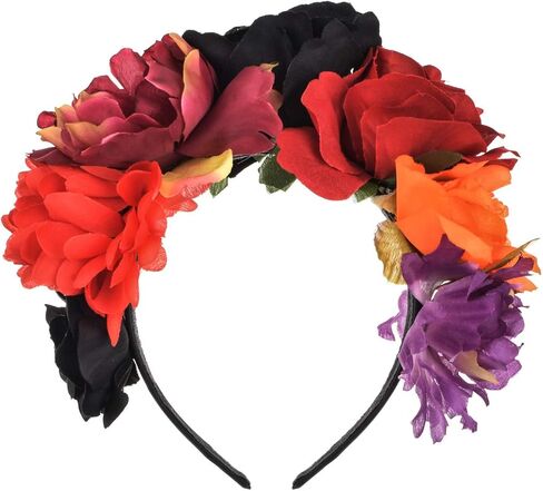 Vividsun Mexican Rose Flower Crown Day of The Dead Floral Crown in Kuwait