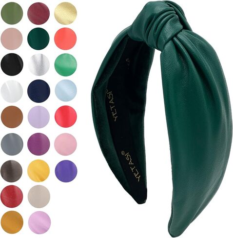 Headbands for Women Leather Cream is Trendy. Beige Knotted Headband for Women is an Adjustable Top Knot Head band Fashion Designer in Saudi Arabia