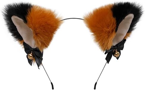 Animal Faux Fur Cat Dog Ears Headbands with Bells Lovely Flexible Hair Accessory Halloween Cosplay Costume Party Dress Girls (B) in Kuwait