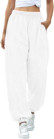Sweatpants for Teen Girls,Women's High Waisted Joggers Summer Workout Baggy Yoga Pants Cinch Bottom Trousers in Kuwait