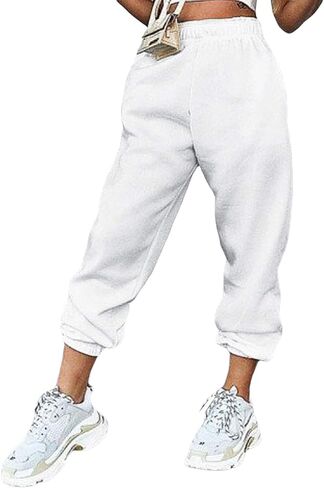 Sweatpants for Teen Girls,Women's High Waisted Joggers Summer Workout Baggy Yoga Pants Cinch Bottom Trousers in Kuwait