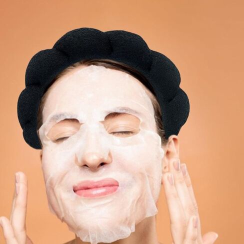 Spa Headband for Women, Sponge Headband for Washing Face, Makeup Headband, Skincare Headbands for Makeup Removal, Shower, Hair Accessories, Terry Cloth Headbands for Women(Black) in Kuwait