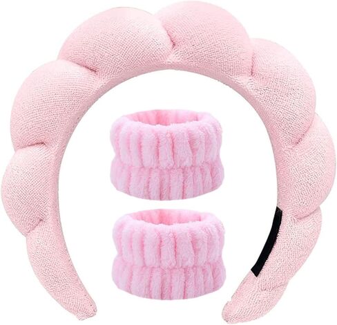 Spa Headband for Women, Sponge Headband for Washing Face, Makeup Headband, Skincare Headbands for Makeup Removal, Shower, Hair Accessories, Terry Cloth Headbands for Women(Black) in Kuwait
