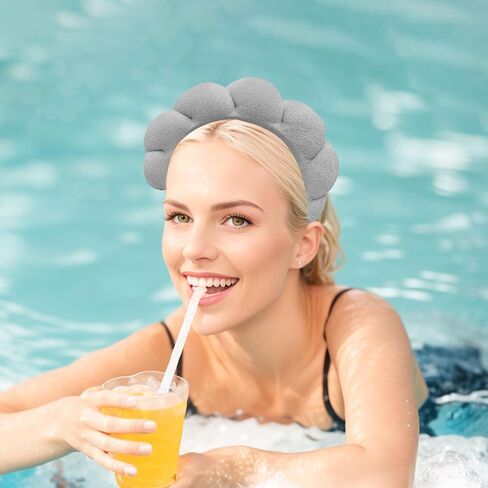 Spa Headband for Women, Sponge Headband for Washing Face, Makeup Headband, Skincare Headbands for Makeup Removal, Shower, Hair Accessories, Terry Cloth Headbands for Women(Black) in Kuwait