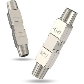 VCELINK Tool-Free RJ45 Coupler Shielded, Tool Less Ethernet Cable Extender PoE+ for Cat7/Cat6a/Cat6 Network Cables 2 Pack, Silver in Saudi Arabia