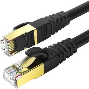 كابل إيثرنت KASIMO CAT 8 بطول 75 قدمًا، كابل إنترنت Cat8 بسرعة 40 جيجابت في الثانية مع موصل RJ45 مطلي بالذهب SFTP، كابل تصحيح LAN عالي السرعة للألعاب، متوافق مع Cat5/Cat6/Cat7، أبيض (أبيض، 75FT 1 Pack)