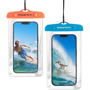 GOOSPERY [2-Pack Universal Waterproof Phone Pouch, Underwater Cellphone Dry Case Beach Bag Compatible with iPhone 14 13 12 11 Pro Max Mini Xs XR, Galaxy S23 S22 S21 S20 Ultra Note20 up to 6.8" Black