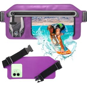 Waterproof Phone Pouch,IPX8 Waterproof Phone Case with Adjustable Waist Strap,Compatible with iPhone Whole Series Galaxy Whole Series up to 7",Waist Bag for Beach, Boating,Swim,Black