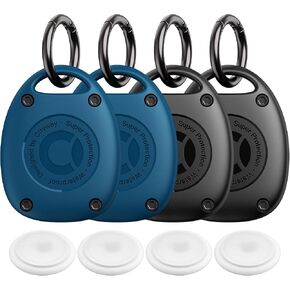 (4 Pack) for AirTag Keychain Holder Case | IPX8 Waterproof, Ultra-Compact | Portable for Air Tag Holder Cover for Backpack, Keys, Luggage - Black in Kuwait
