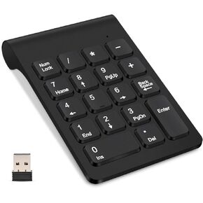 لوحة مفاتيح رقمية لاسلكية تريلك ميني 2.4G 18 مفتاح، لوحة ارقام محمولة صامتة للمحاسبة المالية، ملحقات كيبورد للابتوب والكمبيوتر المكتبي والنوت بوك (اسود) in Kuwait
