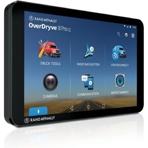Rand McNally OverDryve 8 Pro II Truck GPS والكمبيوتر اللوحي المتصل، ملاحة السيارة مع شاشة 8 بوصة، راديو قمر صناعي مدمج، كاميرا داش قابلة للتعديل بالكامل (متجددة) in Kuwait