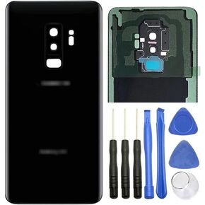 غطاء بديل لباب زجاجي خلفي من ubrokeifixit Galaxy S9 Plus G965 لهاتف Samsung Galaxy S9+ G965 6.2 بوصة، طراز Galaxy S9 Plus جميع الإصدارات، مع شريط (S9 Plus G965 6.2/أزرق)