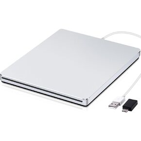 Guamar External CD DVD Drive Superdrive for Apple, Aluminum Alloy Slot-in USB CD/DVD Burner, Portable CD Reader DVD Player Writer, Optical Disk Drive for Laptop Mac PC MacBook Windows Linux