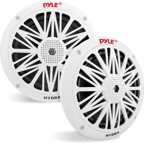 Pyle 6.5 Inch Dual Marine Speakers - 2 Way Waterproof and Weather Resistant Outdoor Audio Stereo Sound System with 200 Watt Power, Poly Carbon Cone and Butyl Rubber Surround - 1 Pair (White) in Saudi Arabia