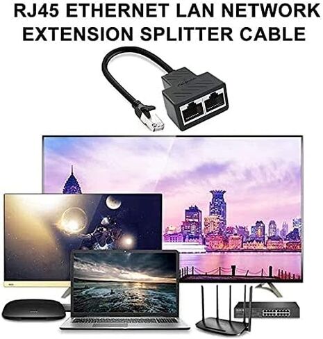 موزع محول إيثرنت لشبكة RJ45 من 1 إلى 2 منفذ، مقسم إيثرنت PAINICA 1 ذكر إلى 2 أنثى LAN محول مقسم إيثرنت مناسب لـ Super Cat5، Cat5e، Cat6، Cat7، Cat8 in Kuwait