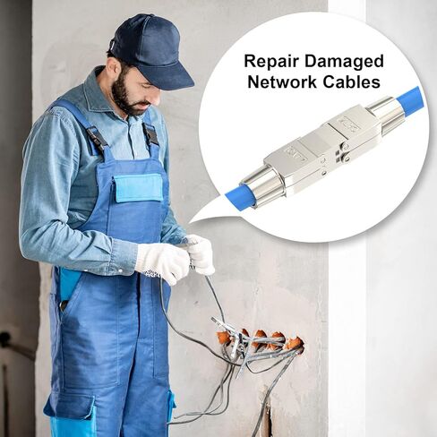 VCELINK Tool-Free RJ45 Coupler Shielded, Tool Less Ethernet Cable Extender PoE+ for Cat7/Cat6a/Cat6 Network Cables 2 Pack, Silver in Saudi Arabia