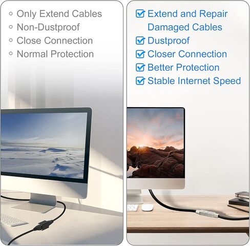 VCELINK Tool-Free RJ45 Coupler Shielded, Tool Less Ethernet Cable Extender PoE+ for Cat7/Cat6a/Cat6 Network Cables 2 Pack, Silver in Saudi Arabia