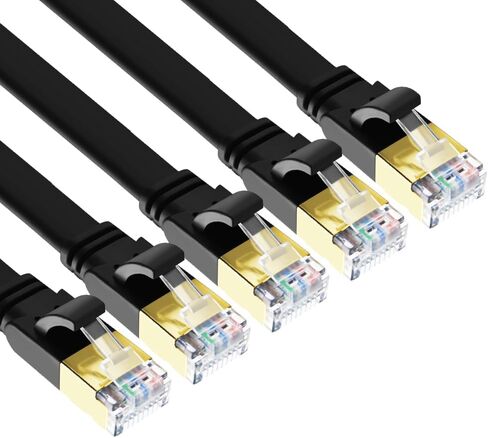Yauhody CAT8 Ethernet Cable 6ft 3 Pack, Flat CAT 8 Cable, Faster than CAT7/CAT6/CAT5e, High Speed 40Gbps 2000MHz SFTP Network LAN Patch Cable with RJ45 for Gaming, PC, Router, Modem (6ft/3 Pack/Black) in Kuwait