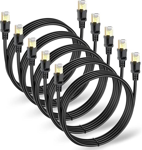 كابل إيثرنت UVOOI Cat8 بطول 1 قدم 2 حزمة، كابل إيثرنت عالي السرعة Cat 8 SFTP سلك تصحيح شبكة الإنترنت كابل قصير 40 جيجابت في الثانية 2000 ميجاهرتز للوحة التصحيح والشبكة المنزلية وإدارة الكابلات وجهاز التوجيه والمودم in Kuwait