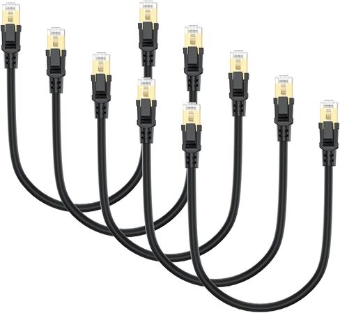 كابل إيثرنت UVOOI Cat8 بطول 1 قدم 2 حزمة، كابل إيثرنت عالي السرعة Cat 8 SFTP سلك تصحيح شبكة الإنترنت كابل قصير 40 جيجابت في الثانية 2000 ميجاهرتز للوحة التصحيح والشبكة المنزلية وإدارة الكابلات وجهاز التوجيه والمودم in Kuwait