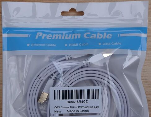 Yauhody CAT 8 Ethernet Cable 1.5ft 2 Pack -3 6 10 15 25 50 100ft (1.5ft,2P) | Pure Copper, 40Gbps 2000MHz,High Speed Internet Network LAN Cord,Gold Plated RJ45 Connector for Router,Modem,PC,Laptop,Gaming in Kuwait