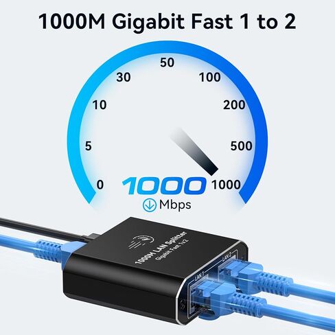 1000mbps Ethernet Splitter 1 to 2 High Speed RJ45 Dual Internet Port Splitter 1 in 2 Out LAN Splitter Adapter Support 2 Devices Simultaneous Networking Worked with Cat6/7/8 Cables in Kuwait