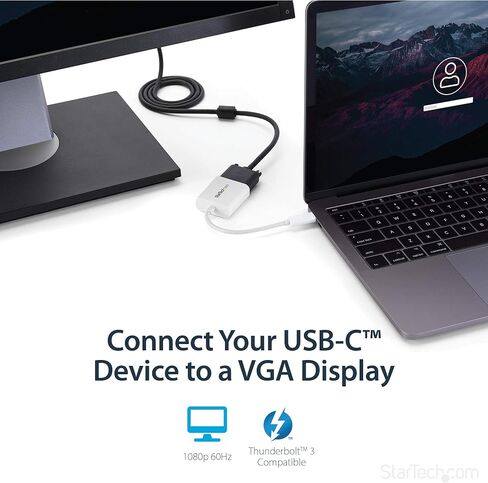 StarTech.com USB-C to VGA Adapter - Black - 1080p - Video Converter For Your MacBook Pro - USB C to VGA Display Dongle - Type-C to VGA Converter (CDP2VGA) in Saudi Arabia