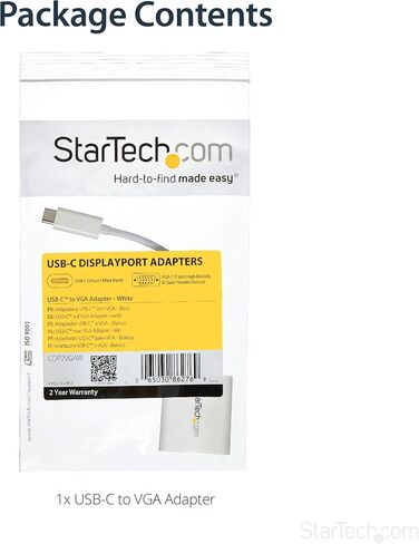 StarTech.com USB-C to VGA Adapter - Black - 1080p - Video Converter For Your MacBook Pro - USB C to VGA Display Dongle - Type-C to VGA Converter (CDP2VGA) in Saudi Arabia