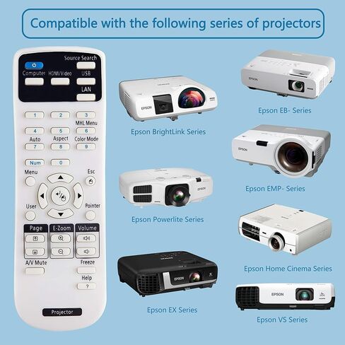 MYHGRC جهاز التحكم عن بعد لجهاز عرض Epson PowerLite E20 119W X49 W49 118 982W 1288 EB-720 EB-L200X EB-L520U BrightLink 1480Fi 1485Fi EB-725Wi 735Fi 725Wi EX3280 Home Cinema 880 880X in Kuwait