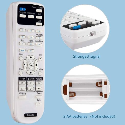 MYHGRC جهاز التحكم عن بعد لجهاز عرض Epson PowerLite E20 119W X49 W49 118 982W 1288 EB-720 EB-L200X EB-L520U BrightLink 1480Fi 1485Fi EB-725Wi 735Fi 725Wi EX3280 Home Cinema 880 880X in Kuwait