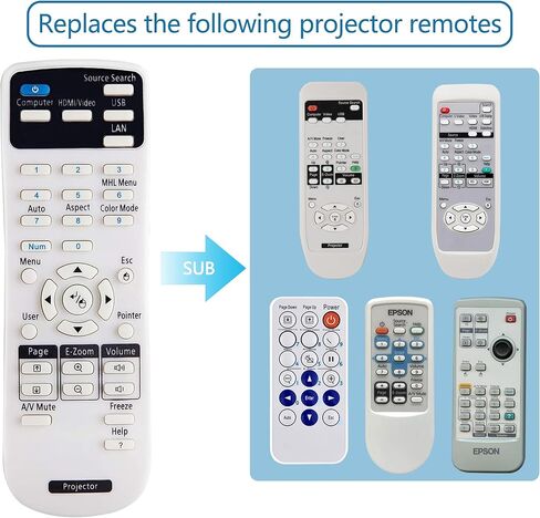 MYHGRC جهاز التحكم عن بعد لجهاز عرض Epson PowerLite E20 119W X49 W49 118 982W 1288 EB-720 EB-L200X EB-L520U BrightLink 1480Fi 1485Fi EB-725Wi 735Fi 725Wi EX3280 Home Cinema 880 880X in Kuwait