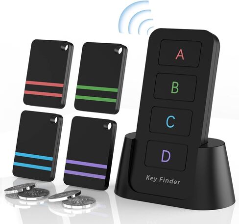 Remote Control Finder, Pack of 4 Find My Keys Device | Stick on Remote Finder Beeper, Tracker Tags for Car Keys and Phones | 120Ft Range 80dB RF Key Locator, Lost Key Finders That Make Noise in Kuwait