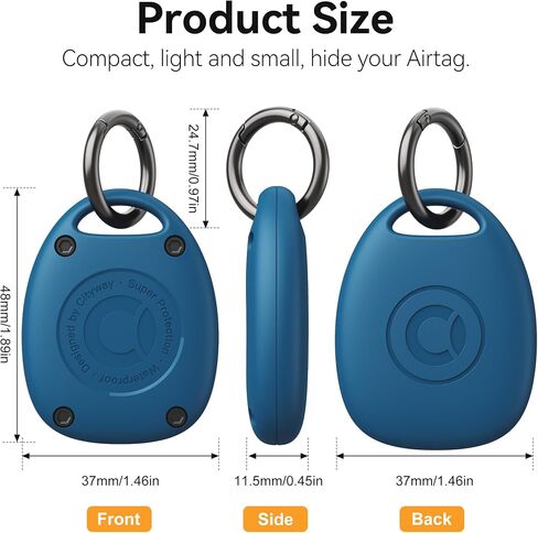 (4 Pack) for AirTag Keychain Holder Case | IPX8 Waterproof, Ultra-Compact | Portable for Air Tag Holder Cover for Backpack, Keys, Luggage - Black in Kuwait