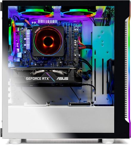 كمبيوتر سطح المكتب للألعاب Skytech Gaming Archangel - AMD Ryzen 5 7600X 4.7 جيجا هرتز، NVIDIA RTX 4060 Ti، 1 تيرابايت NVME SSD، 32 جيجا DDR5 RAM RGB، 600W Gold PSU، 11AC Wi-Fi، Windows 11 Home 64 بت، أبيض in Kuwait