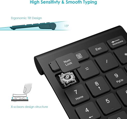ايكوس لوحة مفاتيح رقمية بلوتوث لاسلكية محمولة بـ 22 مفتاح مع اختصارات متعددة للكمبيوتر واللابتوب وويندوز سيرفس متوافقة مع اي ماك ماك بوك وايباد وتابلت اندرويد in Kuwait