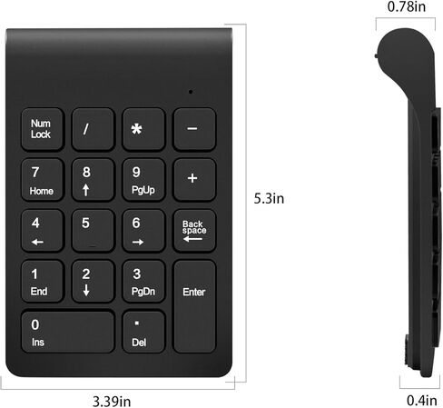 لوحة مفاتيح رقمية لاسلكية تريلك ميني 2.4G 18 مفتاح، لوحة ارقام محمولة صامتة للمحاسبة المالية، ملحقات كيبورد للابتوب والكمبيوتر المكتبي والنوت بوك (اسود) in Kuwait