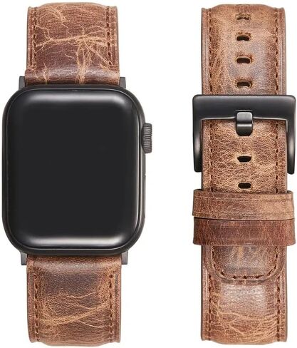EDIMENS Leather Bands Compatible with Apple Watch 46mm 45mm 44mm 42mm(Series 1 2 3) Band Men Women, Vintage Genuine Leather Wristband Replacement Band Compatible for Apple Watch iwatch Series 10 9 8 7 6 5 4 SE in Kuwait