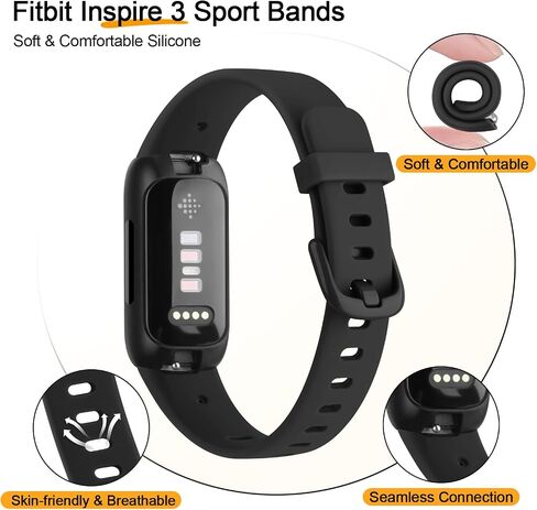 Meliya for Fitbit Inspire 3 Bands Women Men, Soft Silicone Adjustable Wristband Replacement Sport Straps Compatible with Fitbit Inspire 3 Fitness Tracker in Kuwait