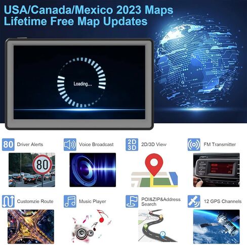 GPS Navigation For Car Truck - Navigation System 7 Inch Touchscreen Navigator with 2023 US/CA/MX Maps, Free Lifetime Map Updates, Voice Guidance, Speed Camera Warning, Vehicle GPS Unit Handheld for RV in Kuwait