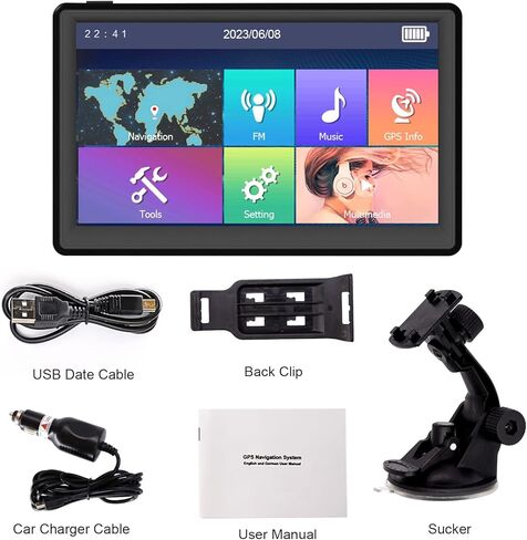 GPS Navigation For Car Truck - Navigation System 7 Inch Touchscreen Navigator with 2023 US/CA/MX Maps, Free Lifetime Map Updates, Voice Guidance, Speed Camera Warning, Vehicle GPS Unit Handheld for RV in Kuwait