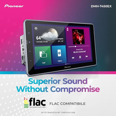 PIONEER CAR DMHT450EX 9-inch Digital Multimedia Receiver with Weblink Capacitive Touchscreen, Double-DIN, Built-in Bluetooth, Amazon Alexa via App, Backup Camera Compatibility Back-up Camera Ready in Saudi Arabia
