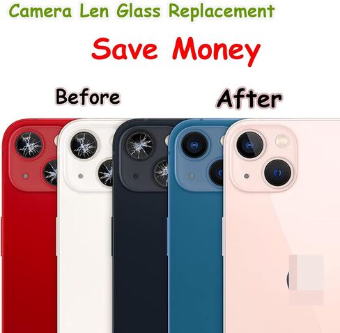 قطعتان/مجموعة بديلة للعدسة الزجاجية للكاميرا الخلفية لهاتف iPhone 13 وiPhone 13 Mini Camera Glass Lens Max Sapphire مع لاصق مثبت مسبقًا + مجموعة أدوات إصلاح بديلة in Kuwait