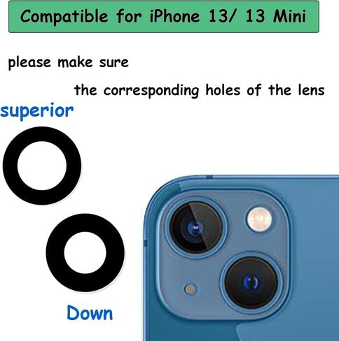 قطعتان/مجموعة بديلة للعدسة الزجاجية للكاميرا الخلفية لهاتف iPhone 13 وiPhone 13 Mini Camera Glass Lens Max Sapphire مع لاصق مثبت مسبقًا + مجموعة أدوات إصلاح بديلة in Kuwait
