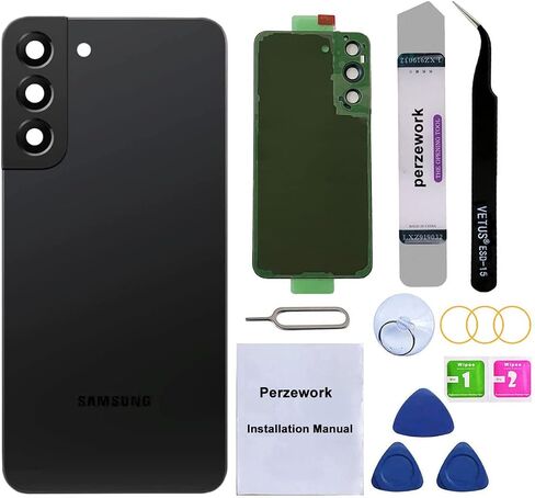 بديل الزجاج الخلفي الخلفي من Perzework OEM لهاتف Samsung Galaxy S22 6.1 بوصة 5G مع مجموعة أدوات إصلاح ولاصق مثبت مسبقًا (ذهبي وردي) in Kuwait