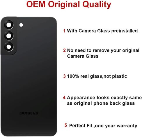 بديل الزجاج الخلفي الخلفي من Perzework OEM لهاتف Samsung Galaxy S22 6.1 بوصة 5G مع مجموعة أدوات إصلاح ولاصق مثبت مسبقًا (ذهبي وردي) in Kuwait