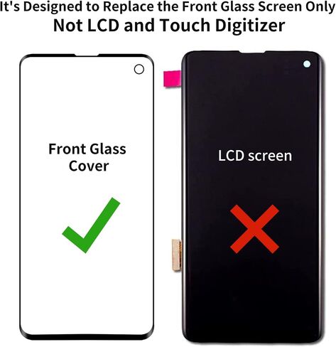 استبدال الشاشة الزجاجية الأمامية لجهاز Galaxy S10 - متوافق مع سلسلة Samsung Galaxy S10 G973 مقاس 6.1 بوصة ومجموعة أدوات إصلاح كاملة (بدون شاشة OLED ومحول رقمي يعمل باللمس) in Kuwait