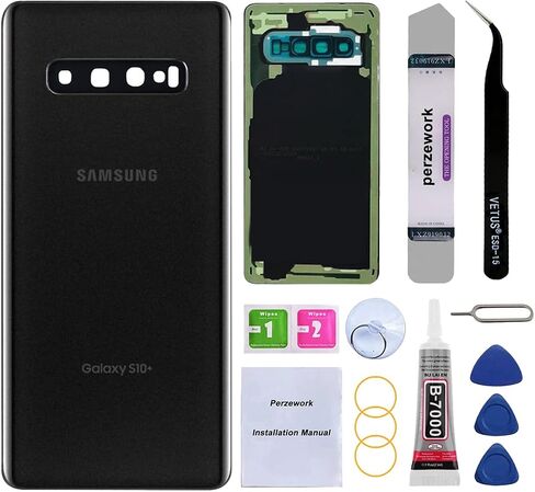 بديل الزجاج الخلفي الخلفي من Perzework لهاتف Samsung Galaxy S10+ Plus 6.4 بوصة مع مجموعة أدوات إصلاح ولاصق مثبت مسبقًا (أخضر بريزم) in Kuwait