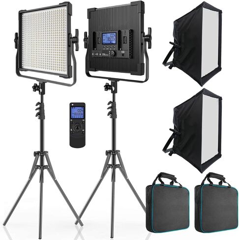 سويتي مجموعة اضاءة LED للتصوير الفوتوغرافي، لوحة اضاءة ثنائية اللون قابلة للتعتيم 3000-8000 كلفن مع جهاز تحكم عن بعد لاسلكي 2.4G سوفت بوكس للاستوديو والتصوير الفوتوغرافي يوتيوب ريكوردي in Kuwait